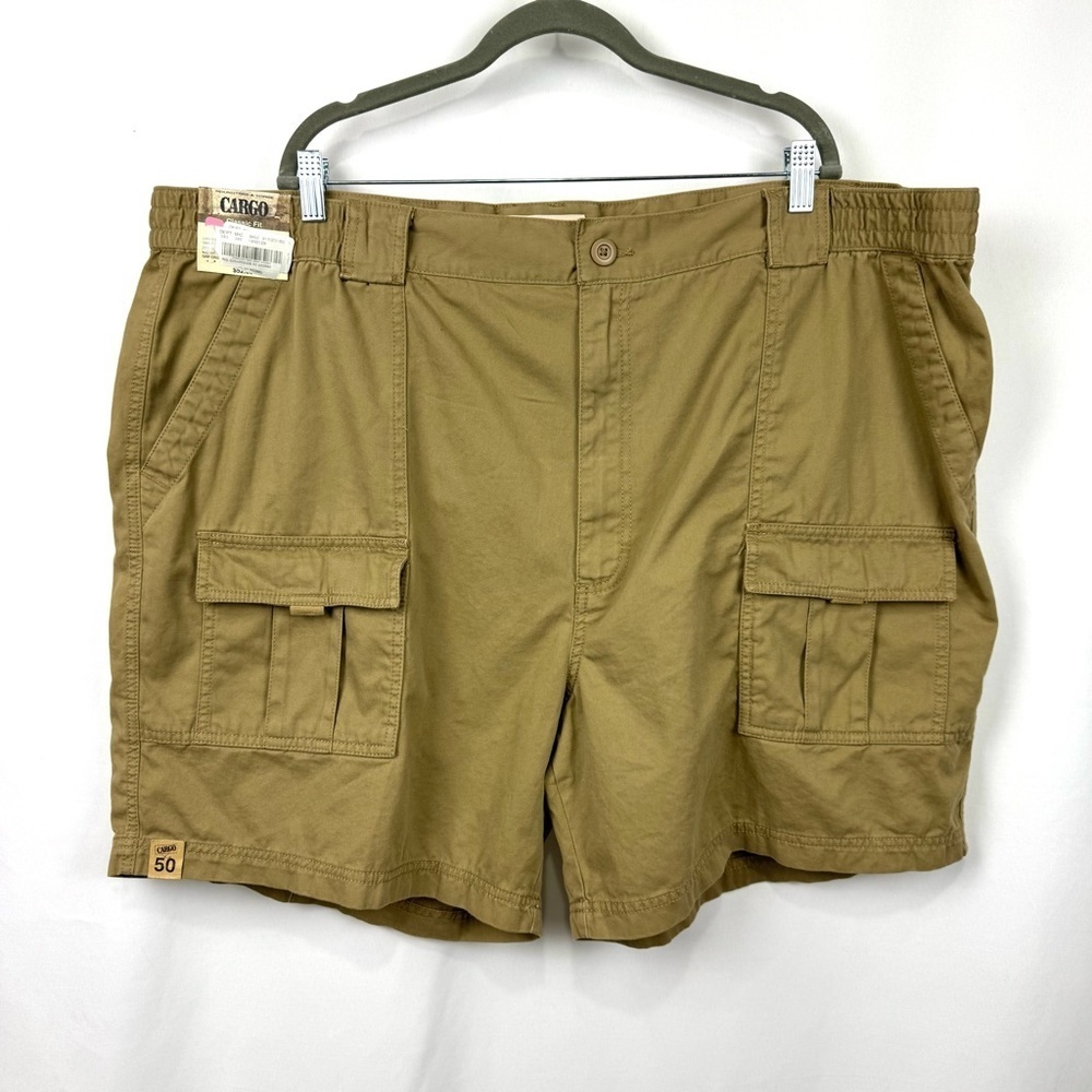 ROUNDTREE & YORKE KHAKI TAN CARGO SHORTS MENS SZ 50” X 7” CASUAL 100% COTTON NWT
